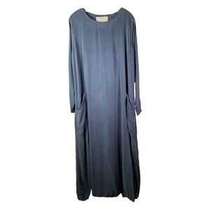 Dinah Lee Maxi Dress Womens L Blue Long Sleeves Loose Fit Pockets